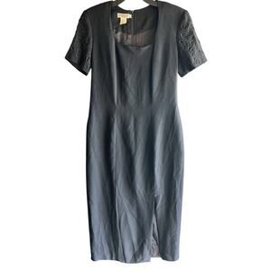 TALBOTS vtg lbd square neckline brocade sleeves elegant dress sz 12